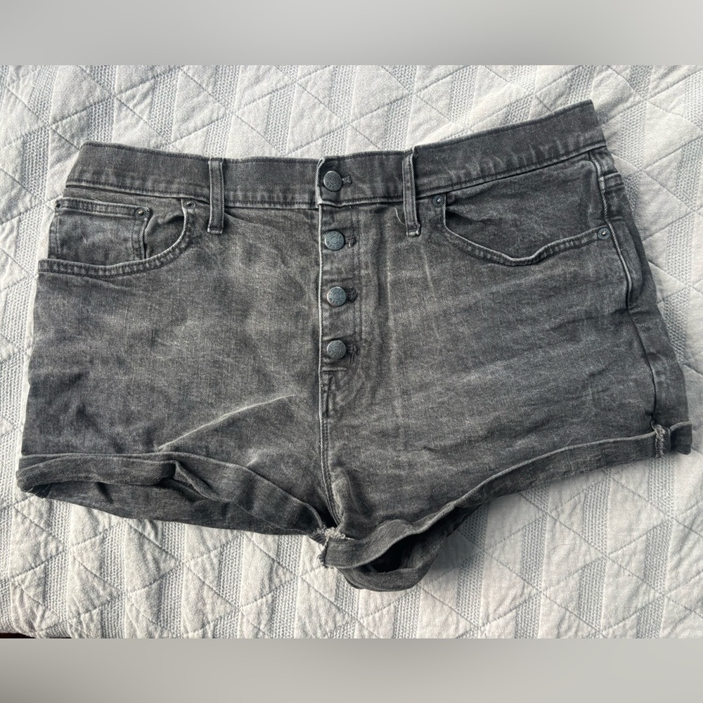 J. Crew High Waist Black Denim Shorts